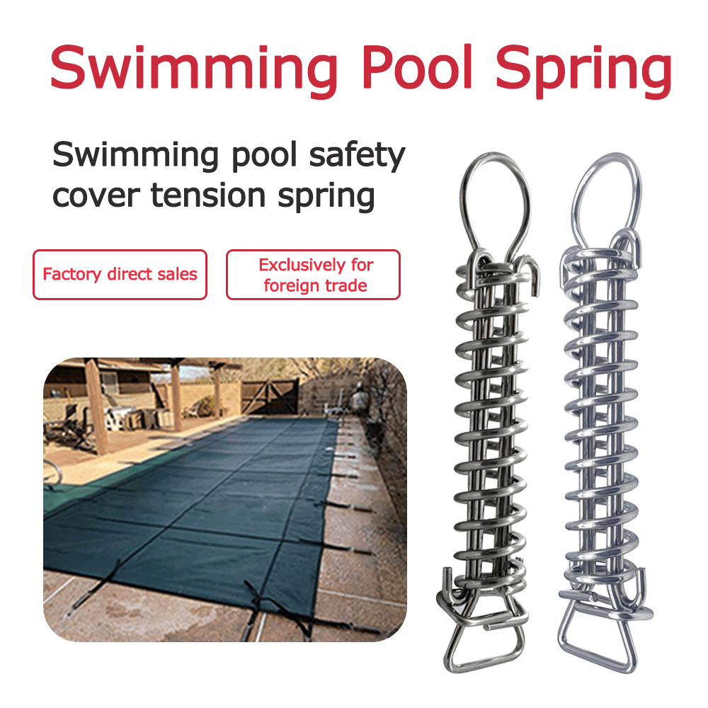 Swimming pool safety cover tension spring